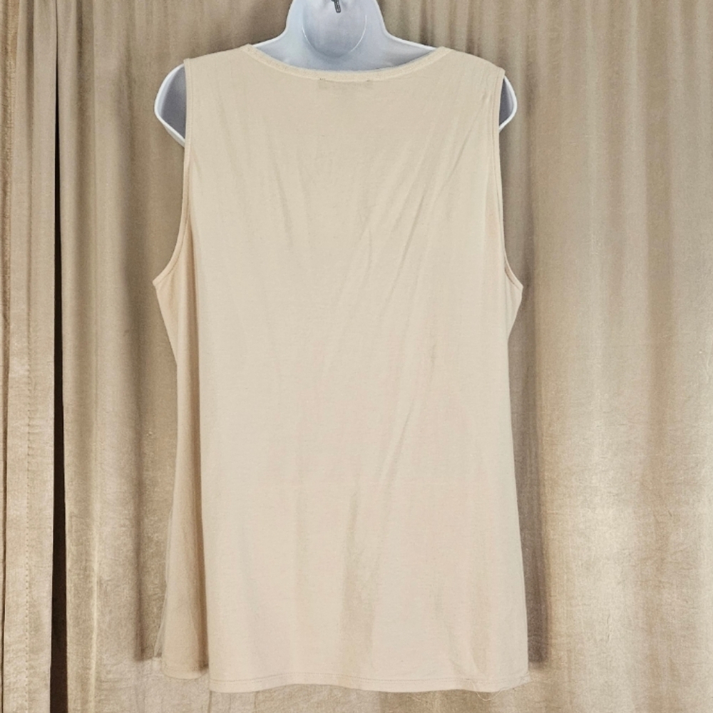 WHBM champagne ivory ruffled sequined tank top blouse Womens XLarge - Picture 3 of 9